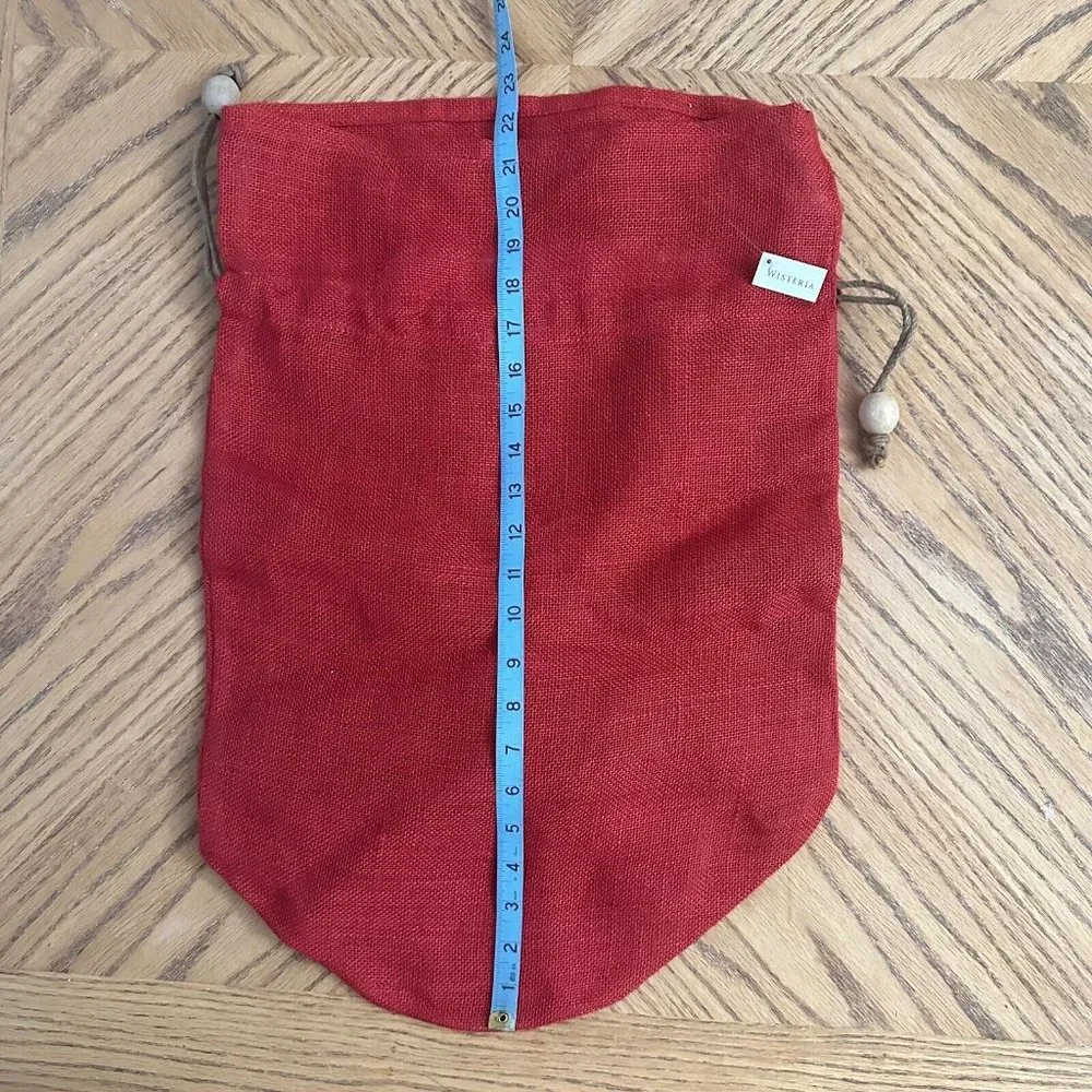 Red Burlap Gift Bags Jumbo Large Holiday Sacks With Drawstring Wood Bead Cinch